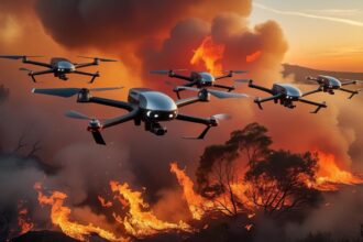 Tecnologia de drones, robos e IA para combater incêndios.